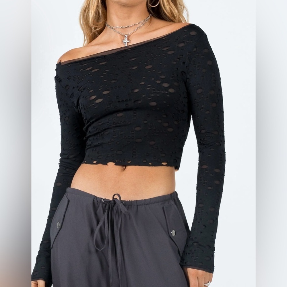 Lapidus Long Sleeve crop Top Black